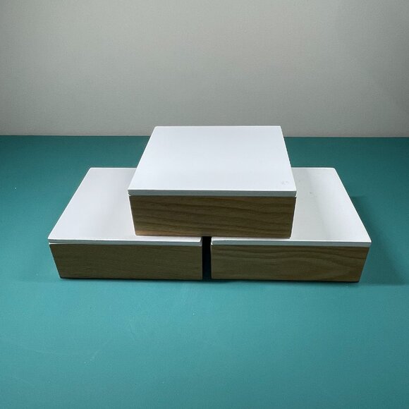 Display Trinket Boxes (3) White with Beech - Picture 2 of 7